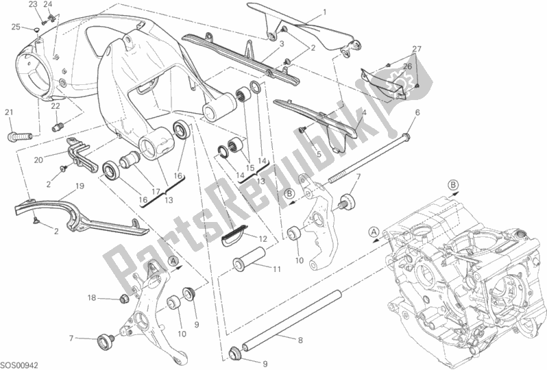 Todas as partes de 28a - Forcellone Posteriore do Ducati Monster 1200 R 2019